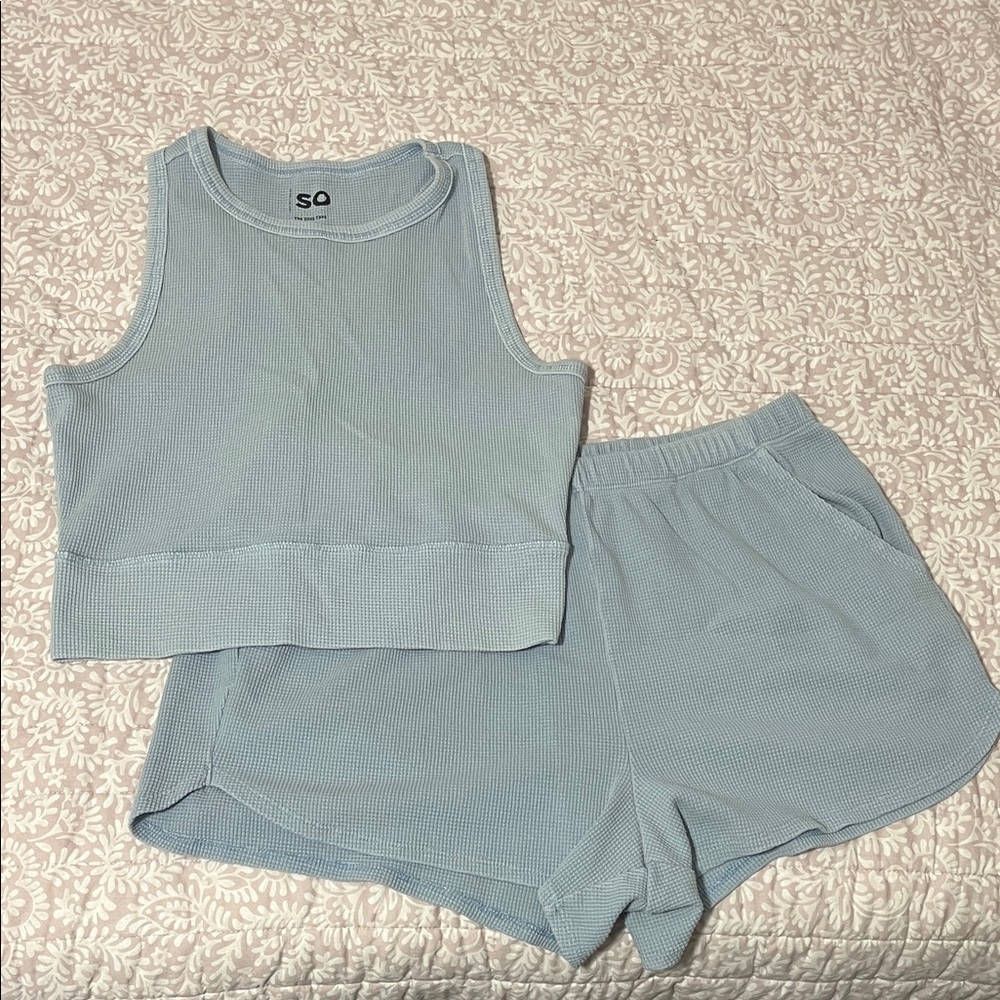 SO Sky Blue Racerback Tank Top and Shorts
